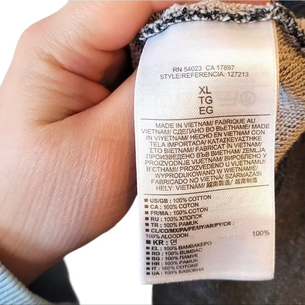 Banana Republic Men's Charcoal Grey Collared Sweatshirt Size XL